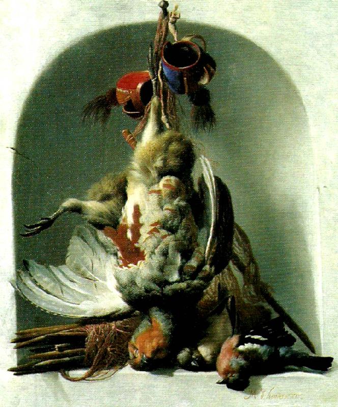 HONDECOETER, Melchior d stilleben med faglar och jaktredskap China oil painting art